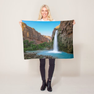 Waterfalls Havasu Falls at Sunset Fleece Blanket