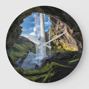 Waterfalls   Icelandic Waterfall Large Clock