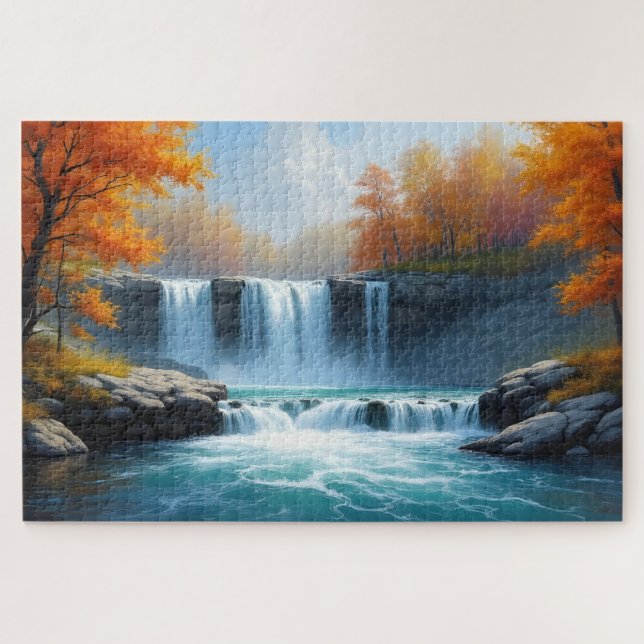 Waterfalls in Autumn Jigsaw Puzzle (Horizontal)