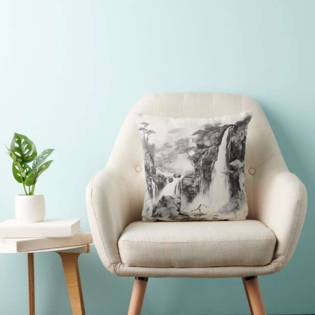 Waterfalls Ink Painting Cushion (Chair)
