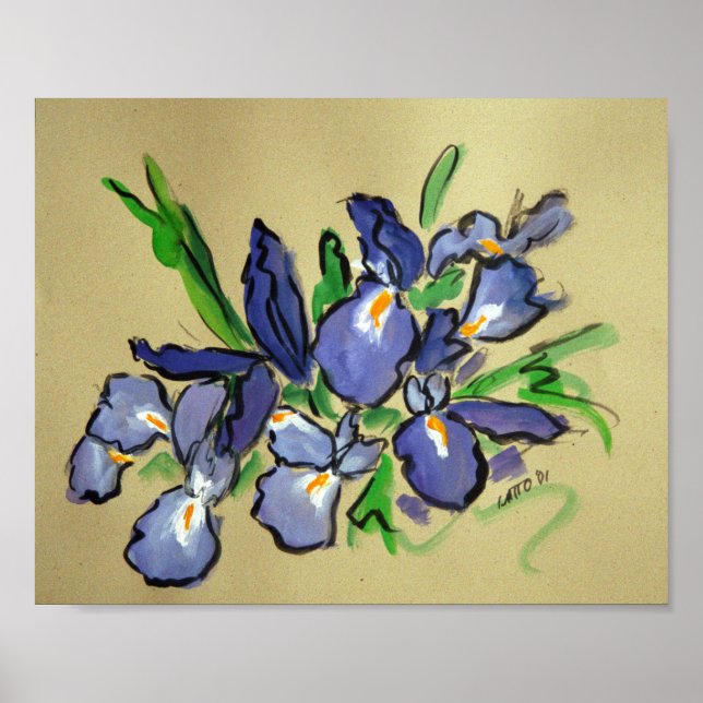 Waterfalls Iris Abstract Painting Art Poster Print (Front)
