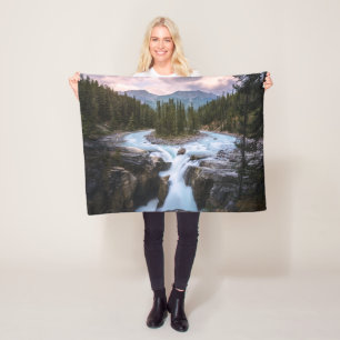 Waterfalls   Jasper National Park, Canada Fleece Blanket