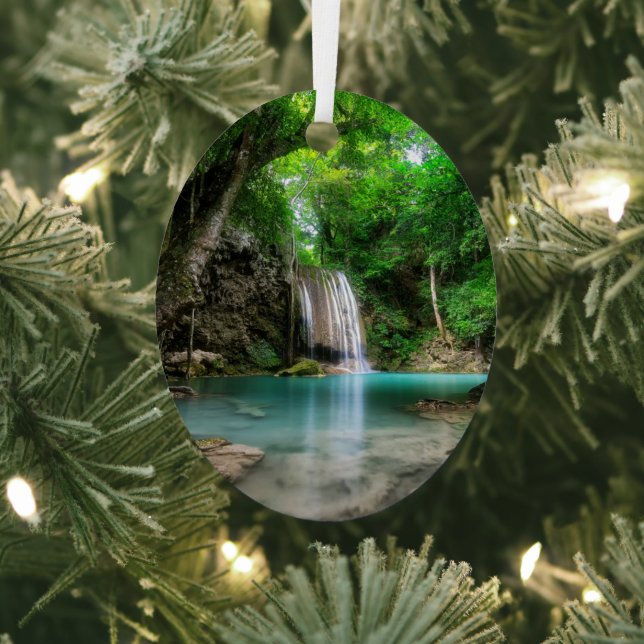 Waterfalls | Kanchanaburi, Thailand Metal Tree Decoration (Insitu)