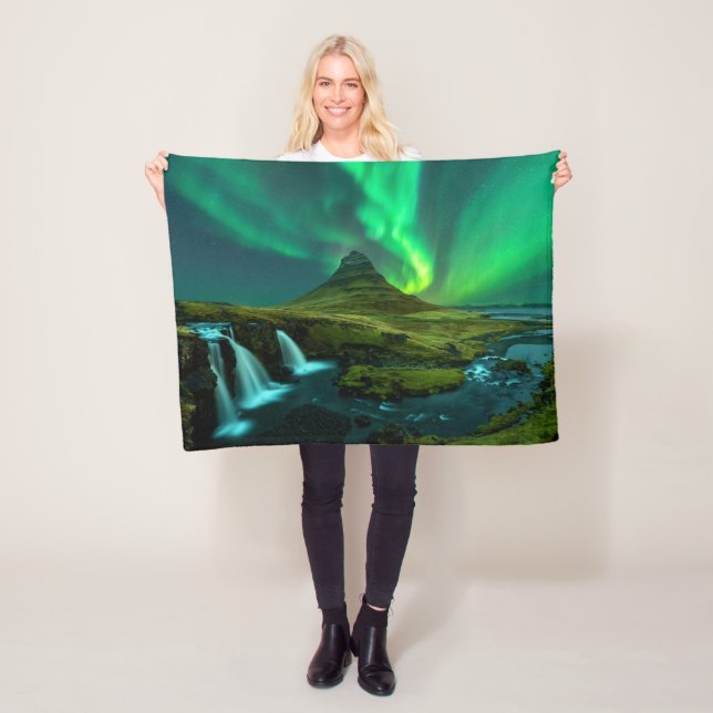 Waterfalls | Kirkjufellfoss Waterfall, Iceland Fleece Blanket (In Situ)