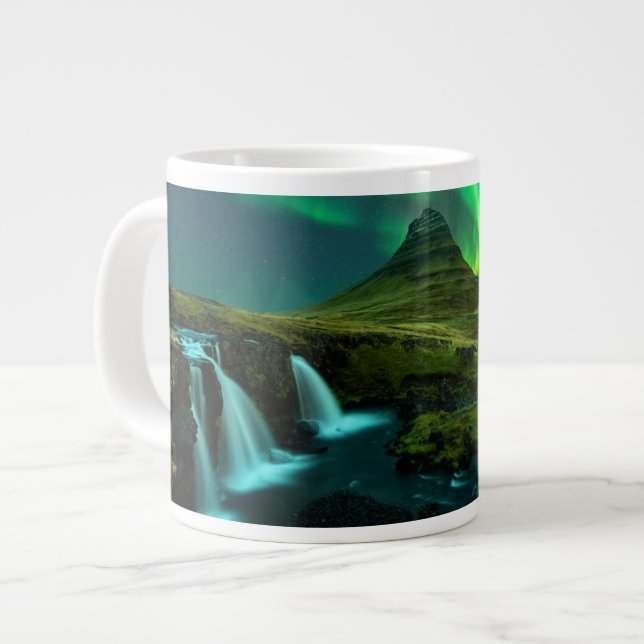 Waterfalls | Kirkjufellfoss Waterfall, Iceland Large Coffee Mug (Front Left)