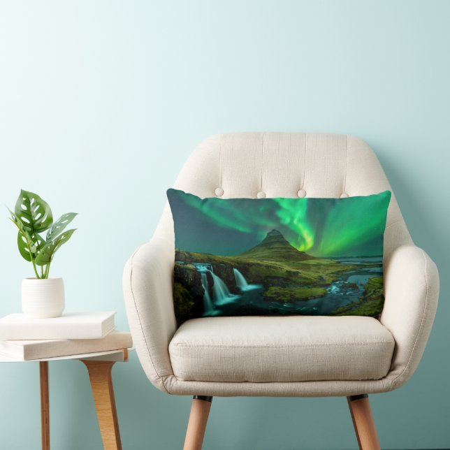 Waterfalls | Kirkjufellfoss Waterfall, Iceland Lumbar Cushion (Chair)