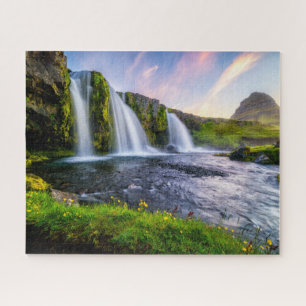 Waterfalls   Kirkjufellsfoss, Iceland Jigsaw Puzzle