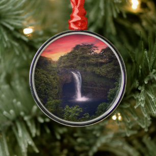 Waterfalls Rainbow Falls, Hilo, Hawaii Metal Tree Decoration