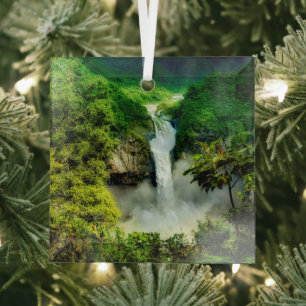 Waterfalls San Rafael Falls, Ecuador Glass Tree Decoration