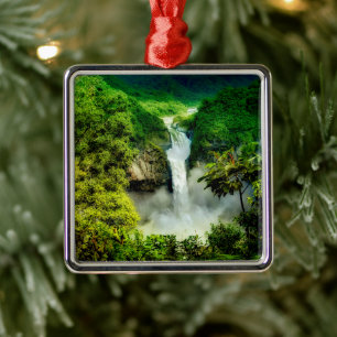 Waterfalls San Rafael Falls, Ecuador Metal Tree Decoration