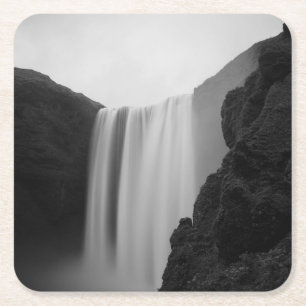 Waterfalls Skogafoss Waterfall, Iceland Square Paper Coaster