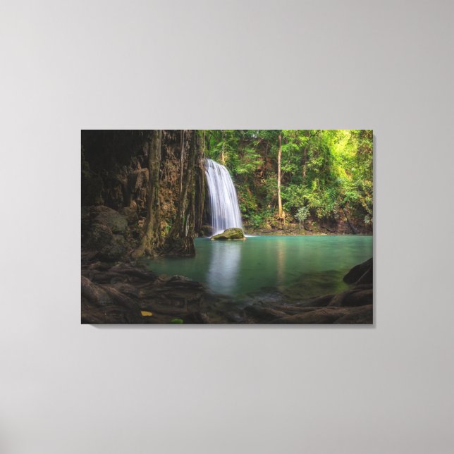 Waterfalls | Spring Rainforest Waterfall Thailand Canvas Print (Front)