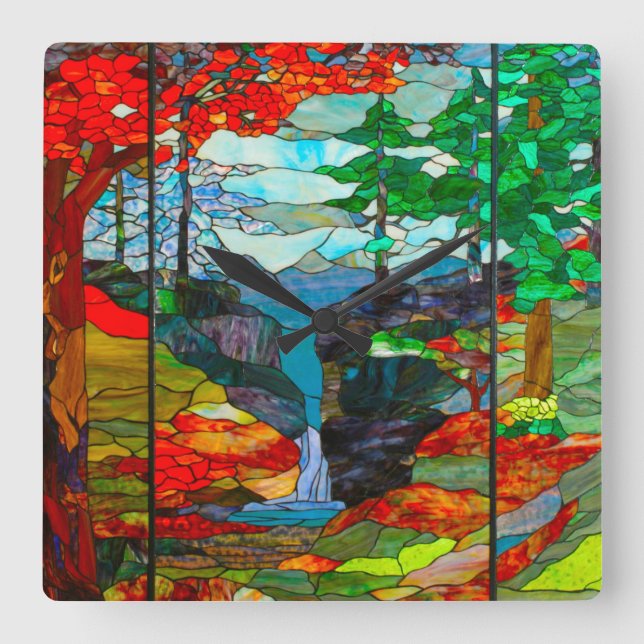 Waterfalls Square Wall Clock (Front)