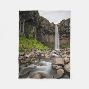 Waterfalls Svartifoss Waterfall, South Iceland Fleece Blanket