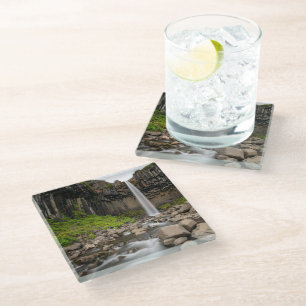 Waterfalls Svartifoss Waterfall, South Iceland Glass Coaster