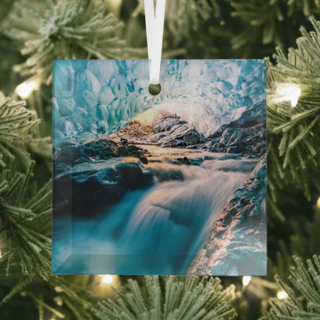 Waterfalls | Vatnajokull Glacier, Eastern Iceland Glass Tree Decoration (Insitu)