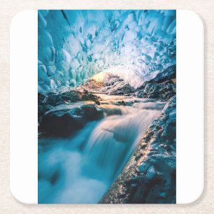 Waterfalls Vatnajokull Glacier, Eastern Iceland Square Paper Coaster