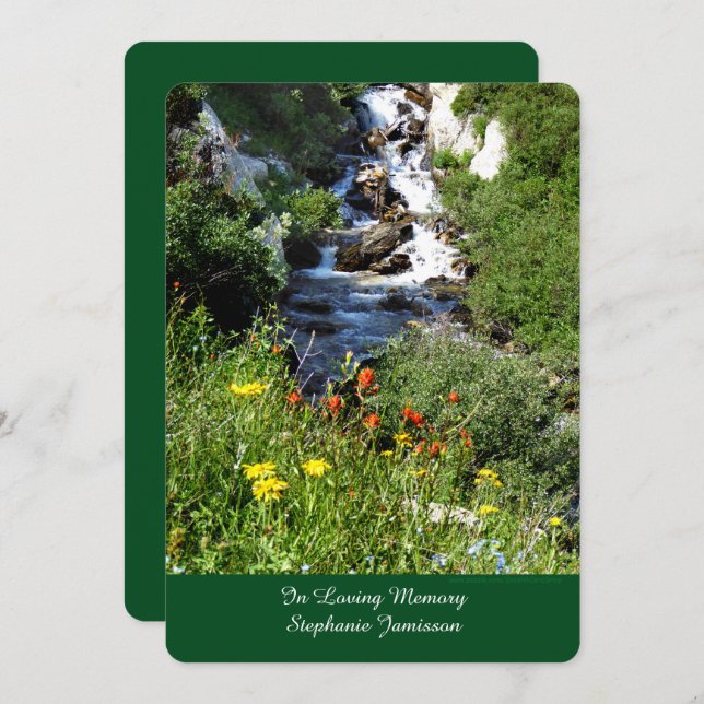 Waterfalls Wildflowers Memorial Service Invitation (Front/Back)
