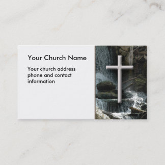 Waterfalls with cross Christian Business Card