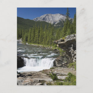 Waterfalls With Rock Ledge And A Mountain Postcard