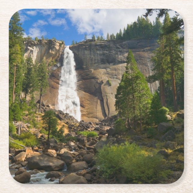 Waterfalls | Yosemite National Park Square Paper Coaster (Front)