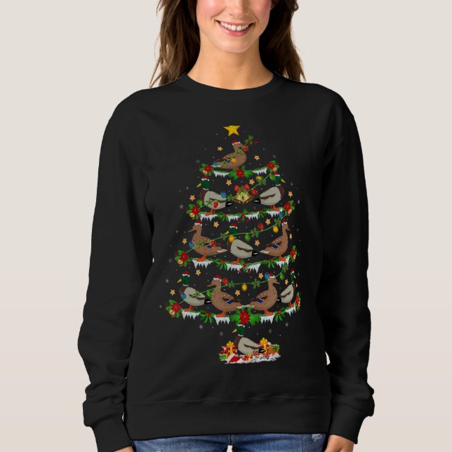 Waterfowl Bird  Xmas Lights Waterfowl Christmas Tr Sweatshirt (Front)