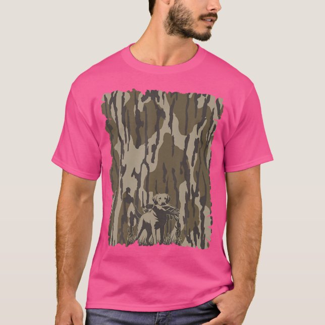 Waterfowl Hunting Bottomland Camo Dog Hunter T-Shirt (Front)