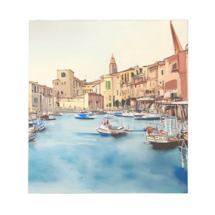 Waterfront And Boats In The Harbour, Italian Notepad