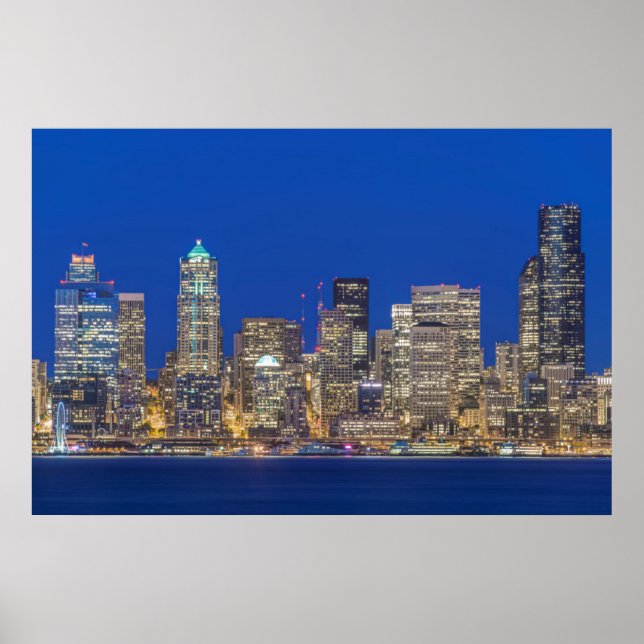 Waterfront and Downtown Skyline at Twilight Poster (Front)