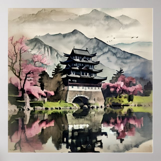 Waterfront Castle Landscape Poster (Front)