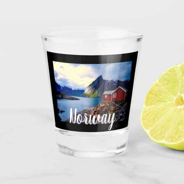 Waterfront Cottage Scenic Norway  Shot Glass (Front)
