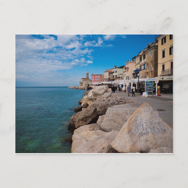 Waterfront in Piran, Slovenia Postcard (Front)