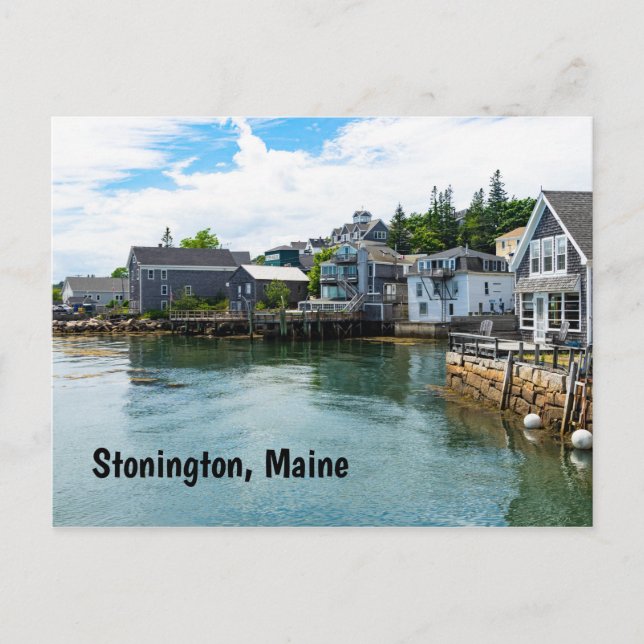Waterfront in Stonington, Maine Postcard (Front)