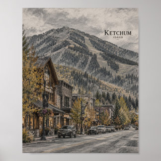 Waterfront Mountain Landscape Poster #123