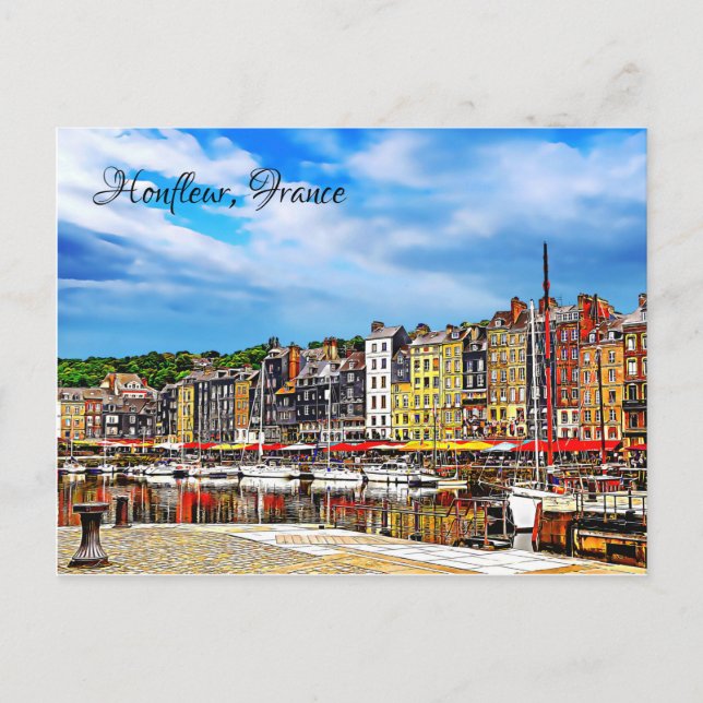 Waterfront of Honfleur harbour in Normandy, France Postcard (Front)