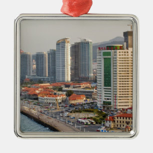 Waterfront with Yantai city skyline, Shandong Metal Tree Decoration