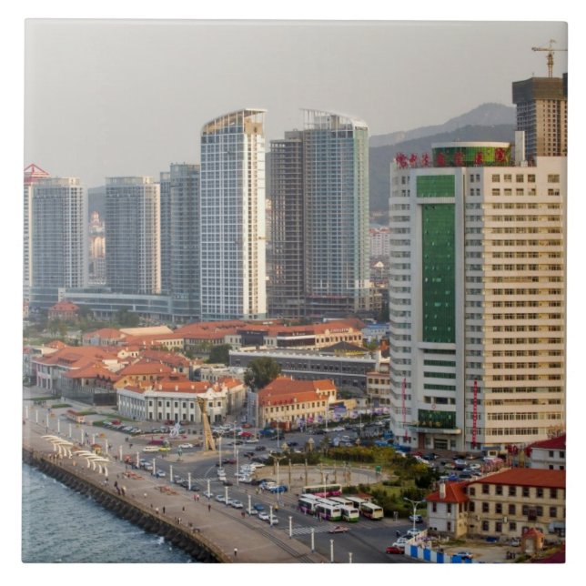 Waterfront with Yantai city skyline, Shandong Tile (Front)