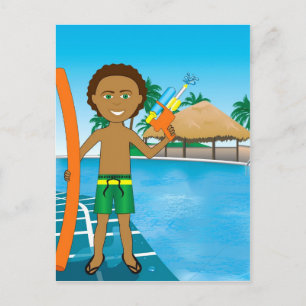 Watergun Pool Boy Postcard