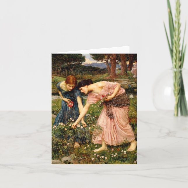 Waterhouse Gather Ye Rosebuds Note Card (Front)
