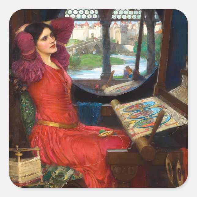 Waterhouse I Am Half-Sick of Shadows Square Sticker (Front)