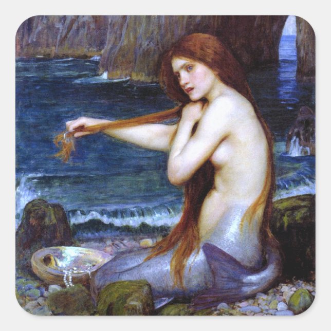 Waterhouse: The Mermaid Square Sticker (Front)