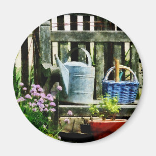Watering Can and Blue Basket Magnet