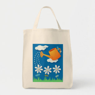Watering can and flowers, bag
