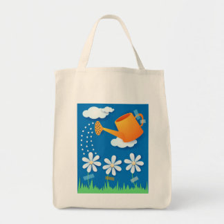 Watering can and flowers, bag