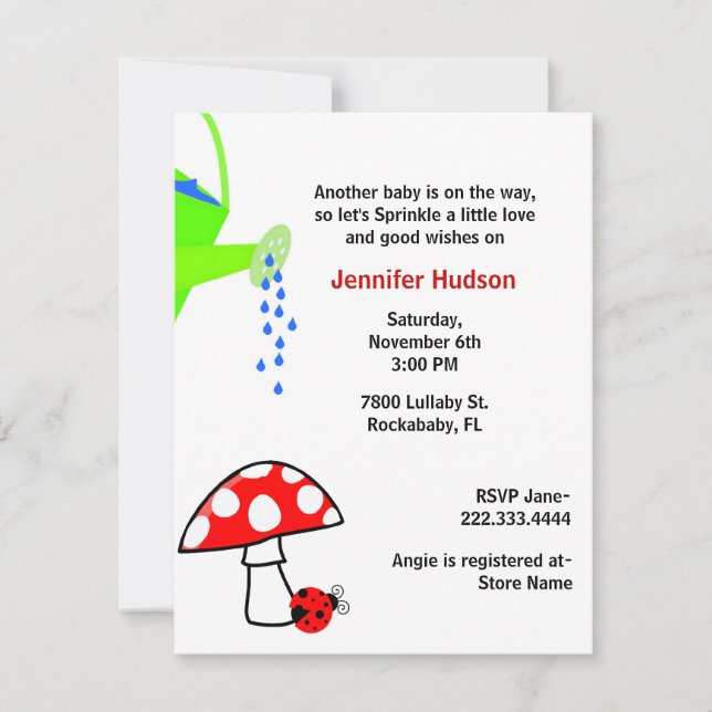 Watering Can Baby Sprinkle Shower Invitation (Front)