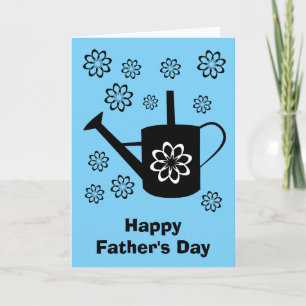 Watering Can Garden Flowers Blue Father's Day Card