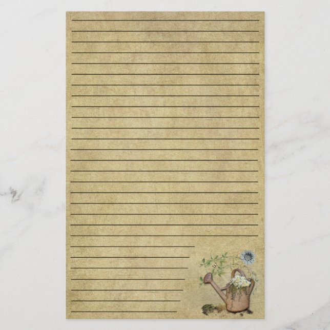 Watering Can & Garden Things- 5- Lined Stationery (Front)