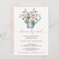 Watering can sage pink roses baby shower by mail