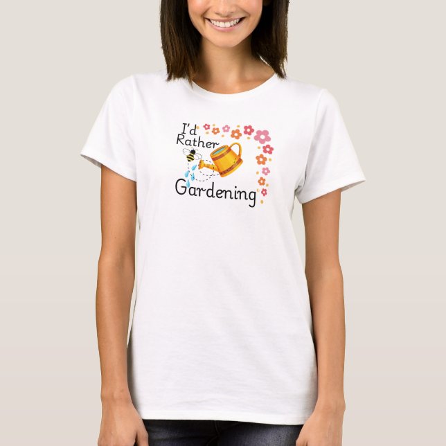 Watering can with floral design for "Gardening" T-Shirt (Front)