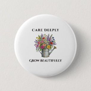 Watering Can with Flowers Botanical Garden Art Gif 6 Cm Round Badge